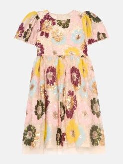 Angel & Rocket White Verity Flower Sequin Dress
