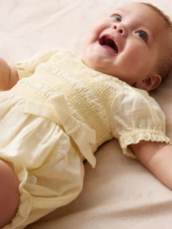 Angel & Rocket Yellow Etta Shirred Rompersuits