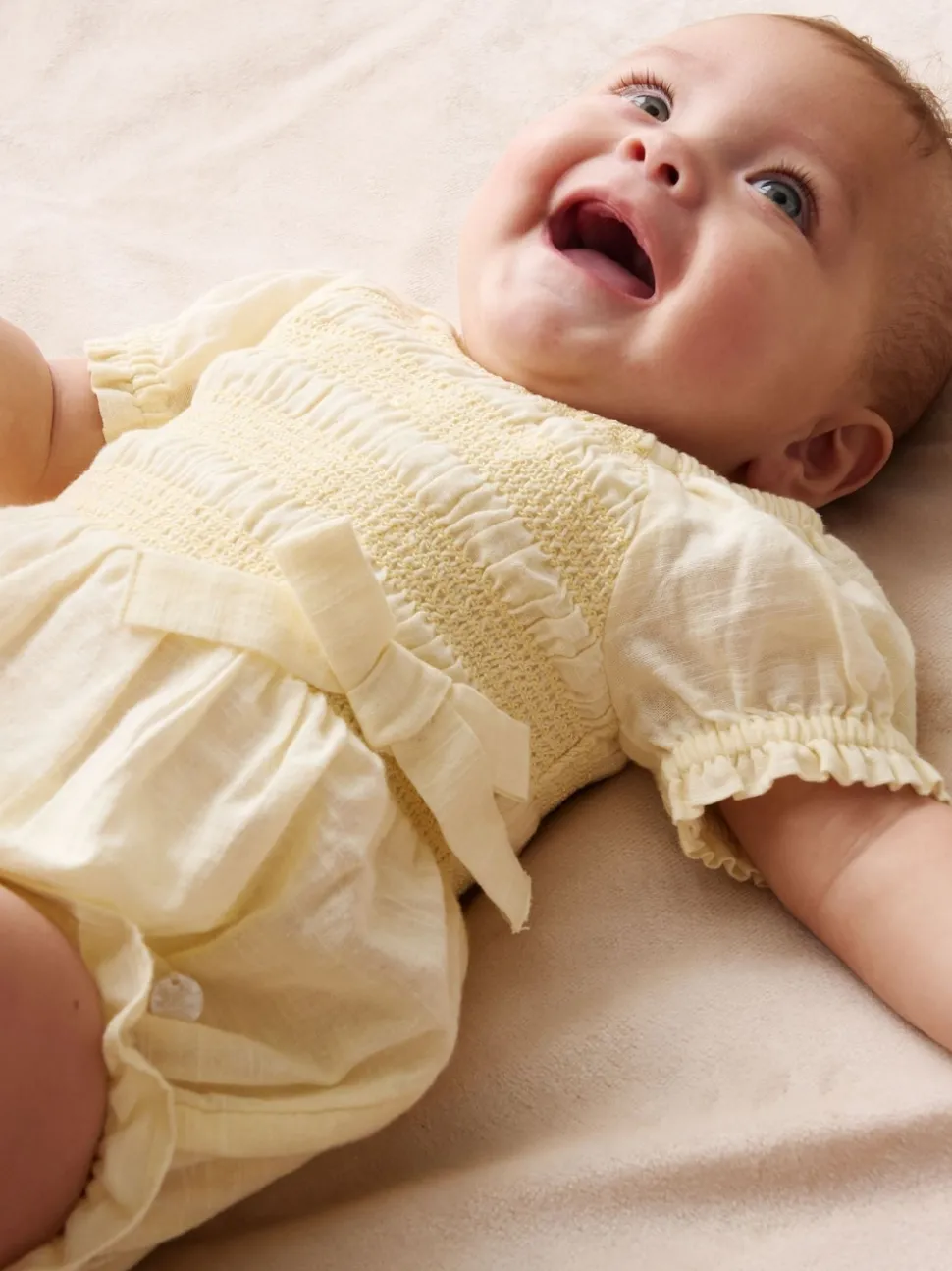 Angel & Rocket Yellow Etta Shirred Rompersuits