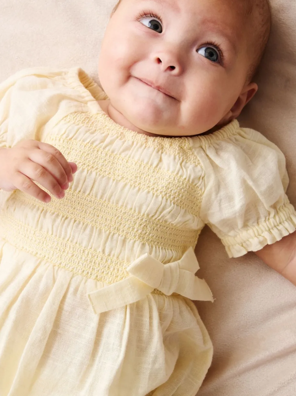 Angel & Rocket Yellow Etta Shirred Rompersuits