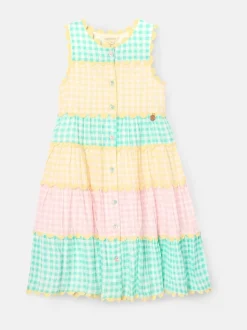 Angel & Rocket Yellow Ginny Pastel Gingham Bow Waist Dress