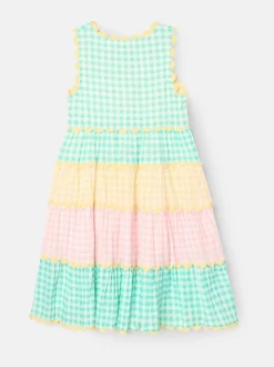 Angel & Rocket Yellow Ginny Pastel Gingham Bow Waist Dress