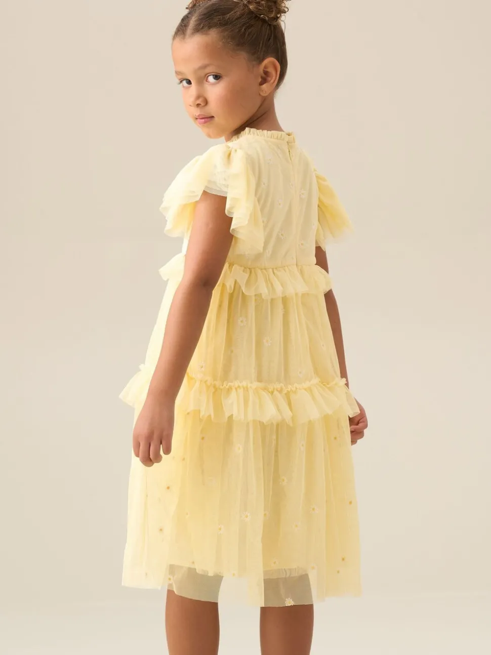 Angel & Rocket Yellow Luisa Yellow Embroidered Mesh Dress