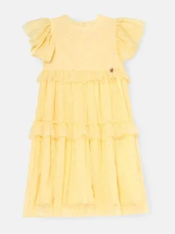 Angel & Rocket Yellow Luisa Yellow Embroidered Mesh Dress