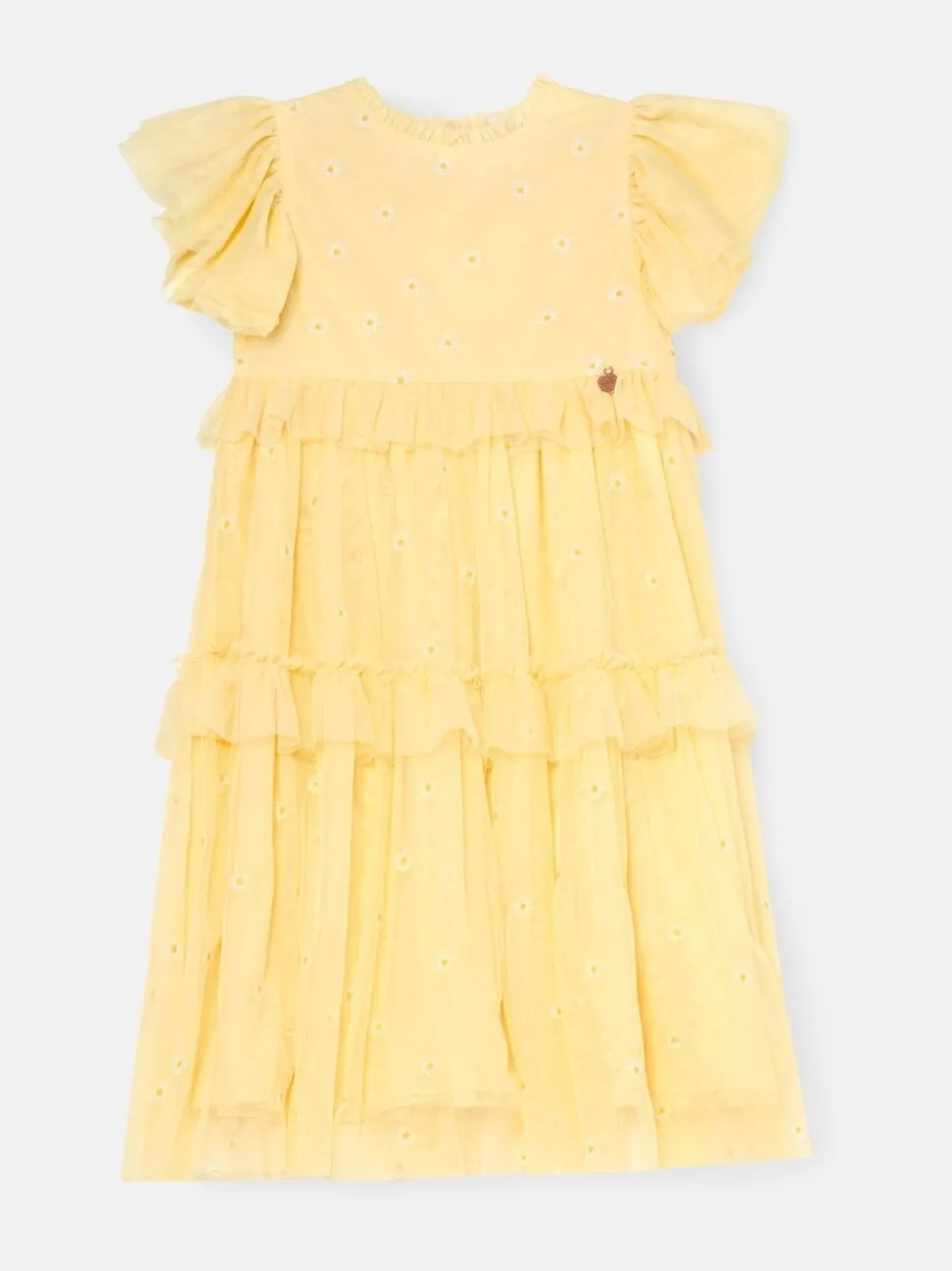 Angel & Rocket Yellow Luisa Yellow Embroidered Mesh Dress