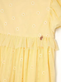 Angel & Rocket Yellow Luisa Yellow Embroidered Mesh Dress