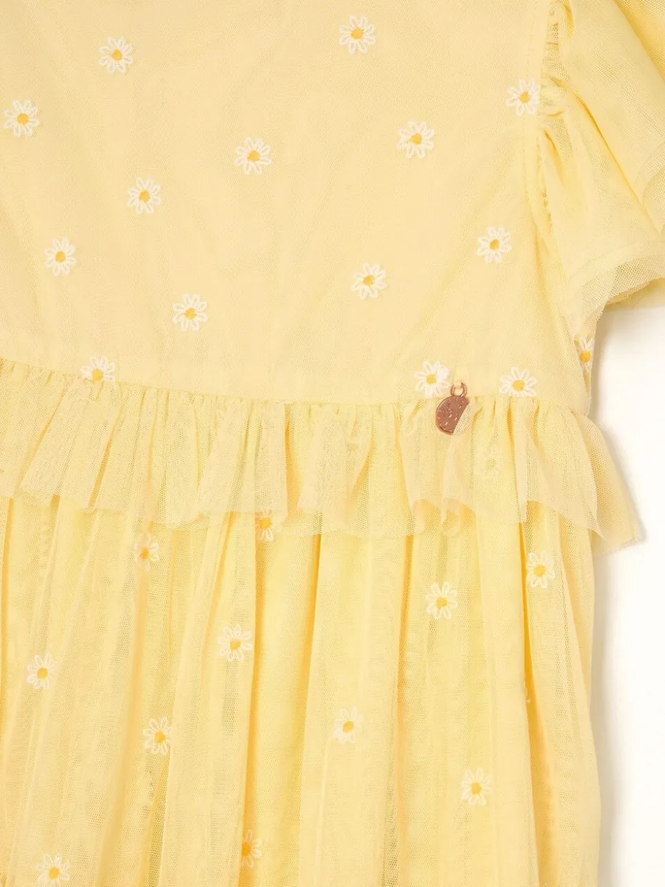 Angel & Rocket Yellow Luisa Yellow Embroidered Mesh Dress