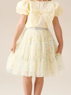 Angel & Rocket Yellow Mae Floral Print Mesh Skirt