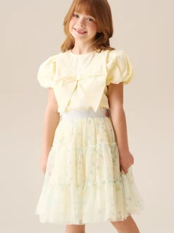 Angel & Rocket Yellow Mae Floral Print Mesh Skirt