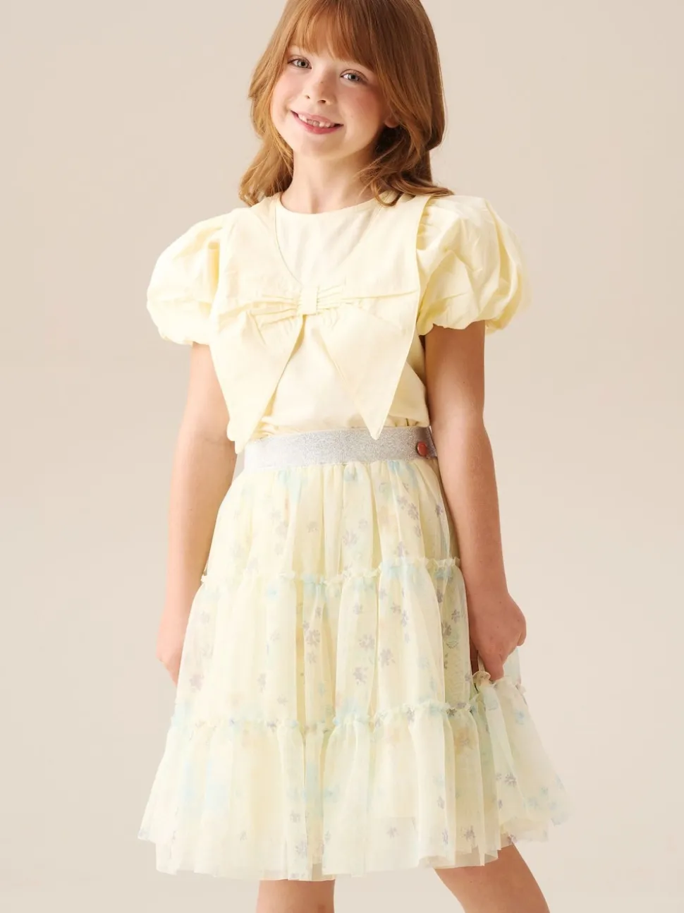 Angel & Rocket Yellow Mae Floral Print Mesh Skirt