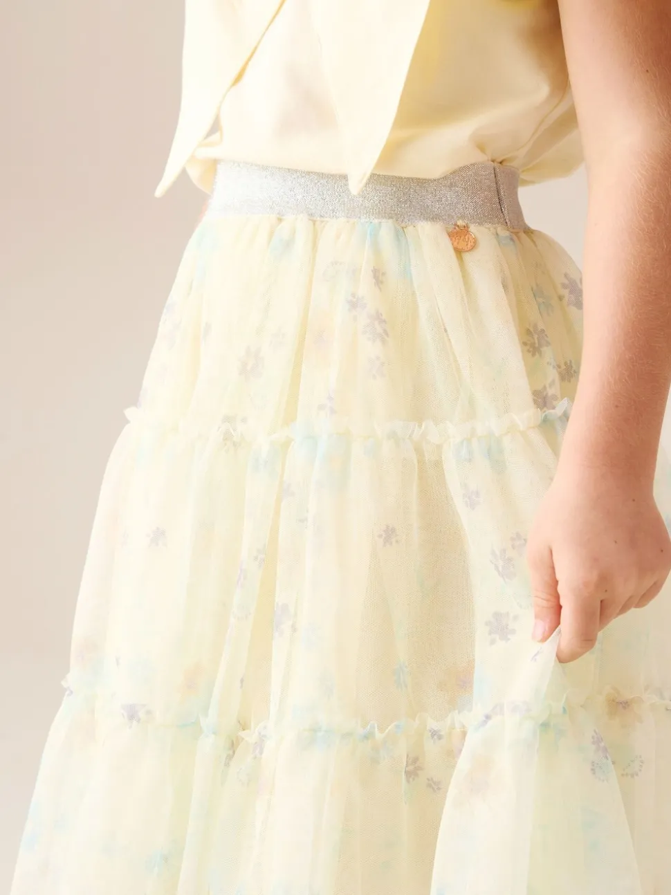 Angel & Rocket Yellow Mae Floral Print Mesh Skirt