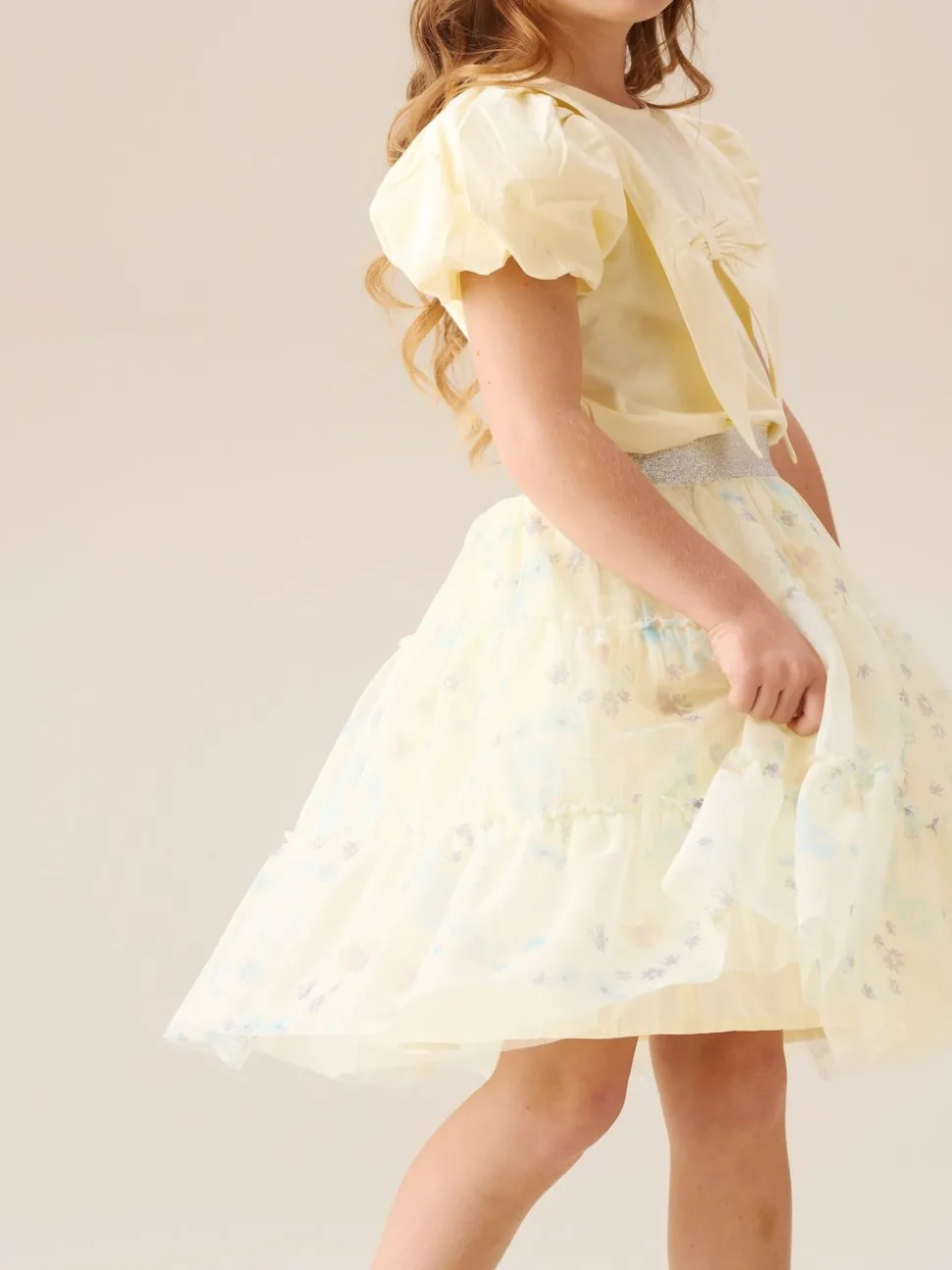 Angel & Rocket Yellow Mae Floral Print Mesh Skirt