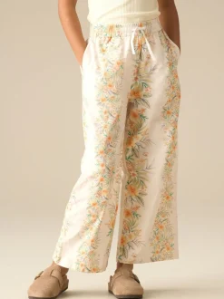 Angel & Rocket Yellow Primrose Floral Print Tie Waist Trousers