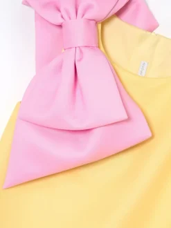 Angel & Rocket Yellow Thea Oversized Bow Shoulder Dress