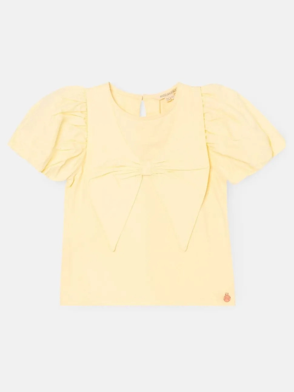 Angel & Rocket Yellow Tilly Bow Collar Puff Sleeve T-Shirt