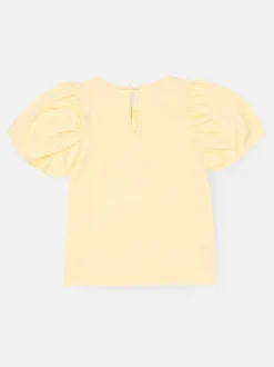 Angel & Rocket Yellow Tilly Bow Collar Puff Sleeve T-Shirt