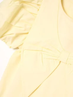 Angel & Rocket Yellow Tilly Bow Collar Puff Sleeve T-Shirt
