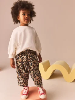 Animal Leopard Print Textured Barrel Leg Trousers (3mths-7yrs)