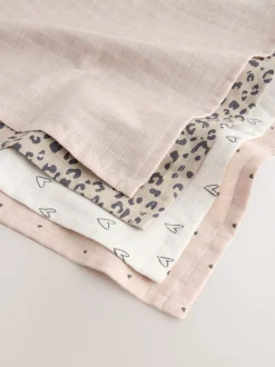 Animal Print Baby Muslin Cloths 4 Pack