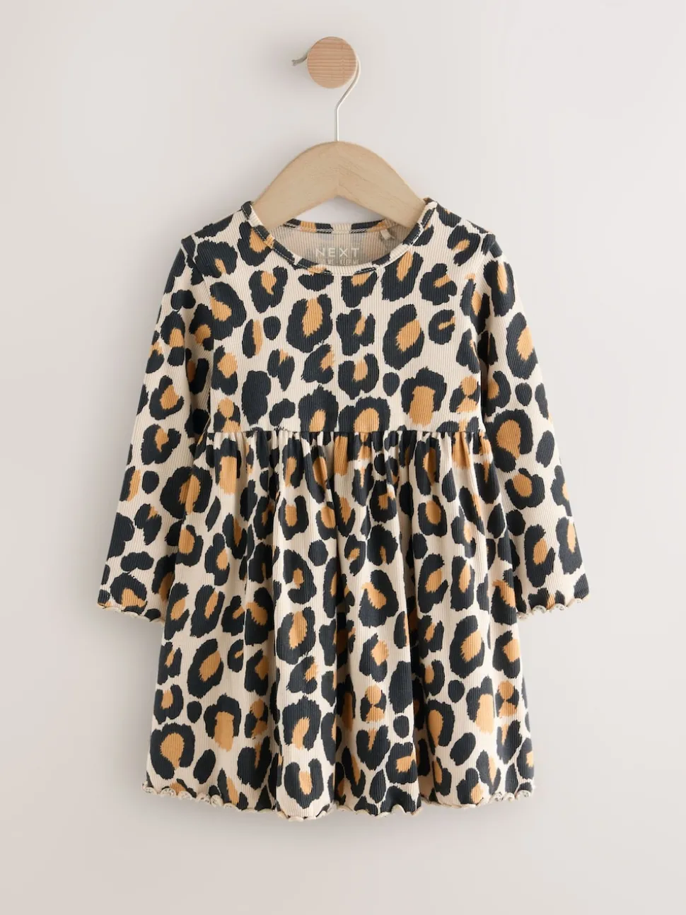 Animal Print Long Sleeve Ribbed Dress (3mths-7yrs)