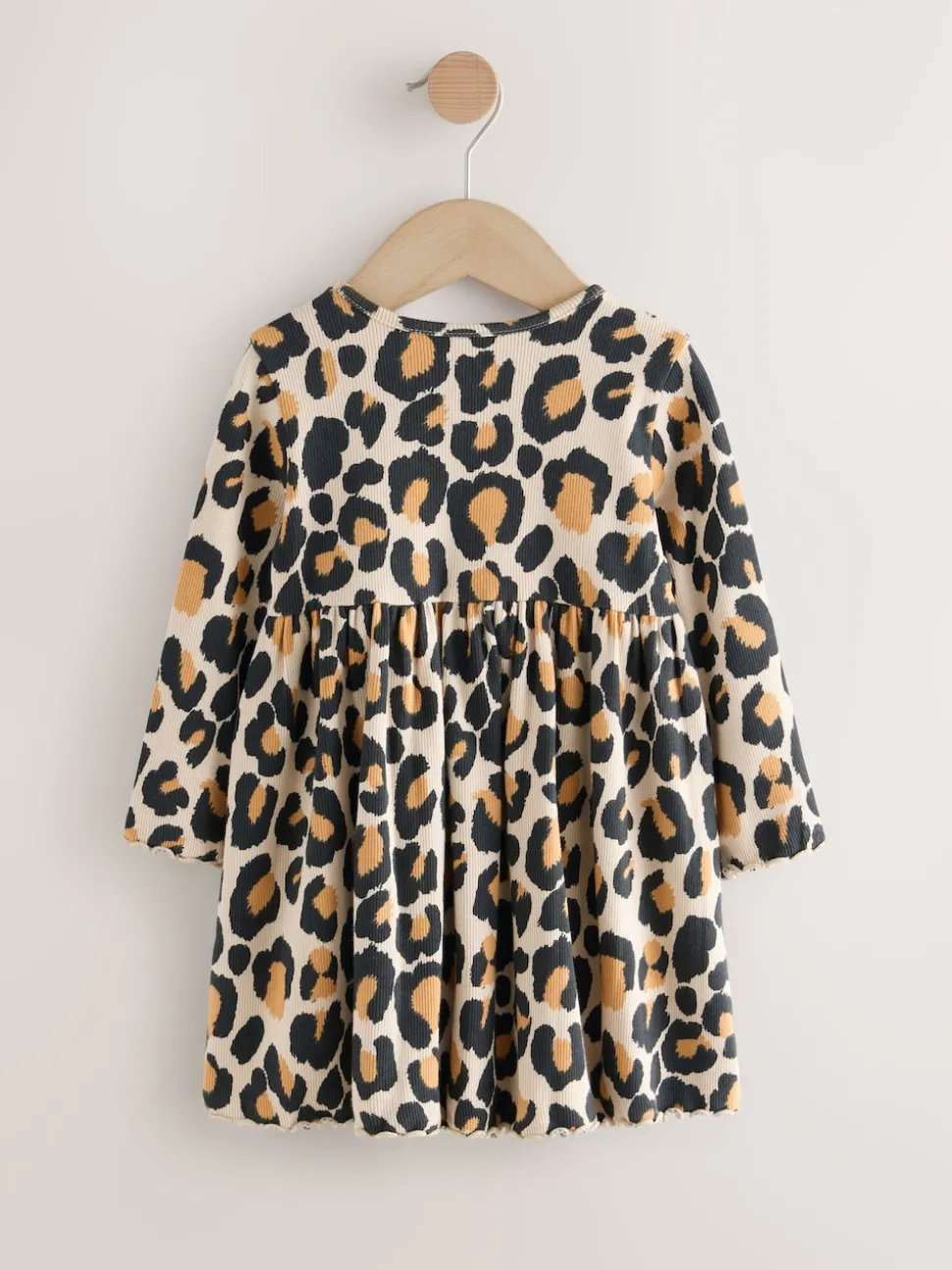 Animal Print Long Sleeve Ribbed Dress (3mths-7yrs)