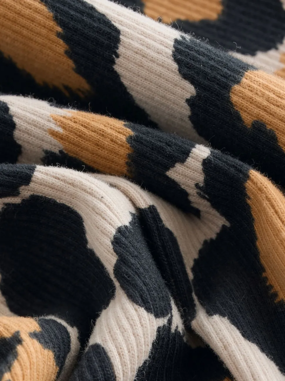 Animal Print Long Sleeve Ribbed Dress (3mths-7yrs)