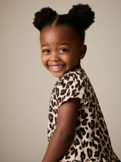 Animal Print Short Sleeve Cotton Dress (3mths-8yrs)