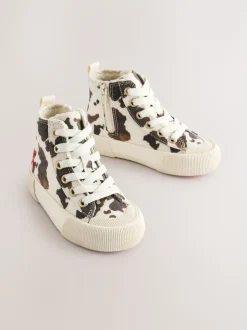 Animal Cow Print Standard Fit (F) High Top Trainers