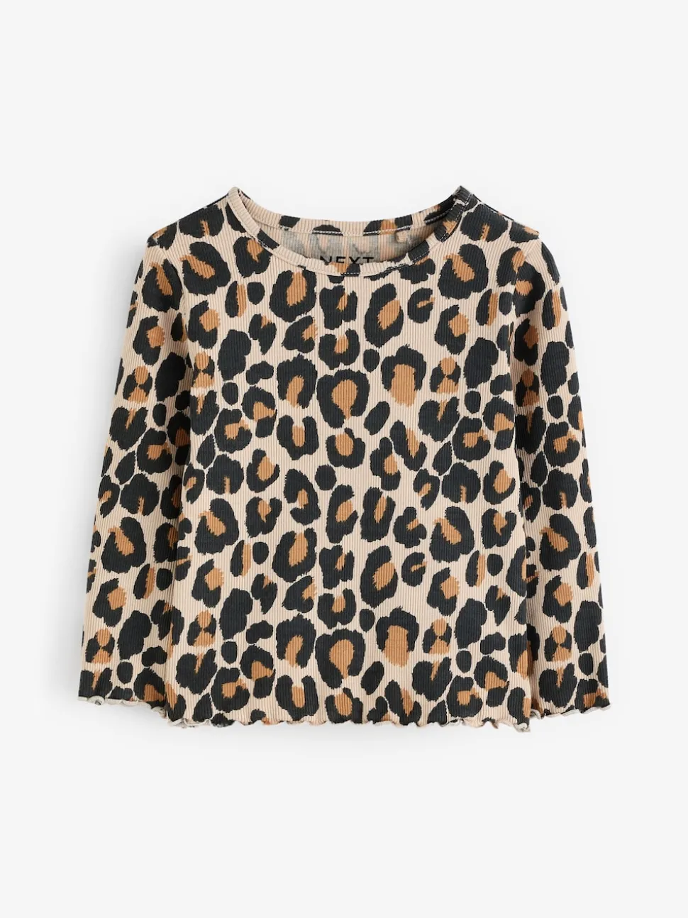Animal Leopard Print Cotton Rich Long Sleeve Rib T-Shirt (3mths-7yrs)