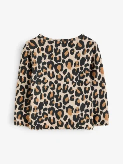 Animal Leopard Print Cotton Rich Long Sleeve Rib T-Shirt (3mths-7yrs)