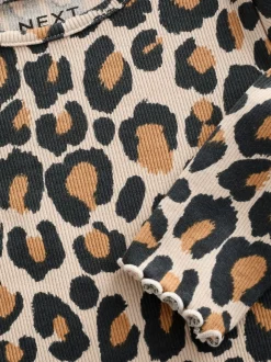 Animal Leopard Print Cotton Rich Long Sleeve Rib T-Shirt (3mths-7yrs)