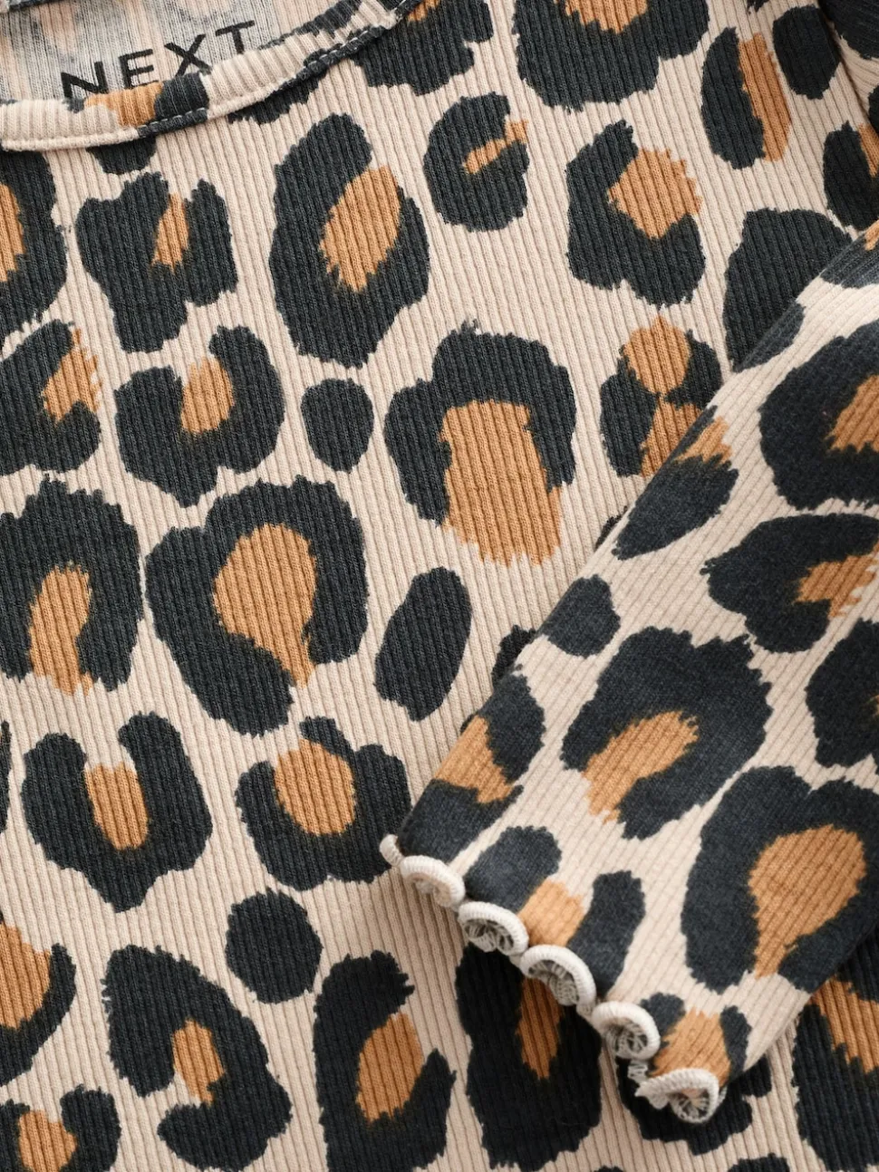 Animal Leopard Print Cotton Rich Long Sleeve Rib T-Shirt (3mths-7yrs)