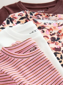 Animal Long Sleeve Ribbed T-Shirts 4 Pack (3-16yrs)