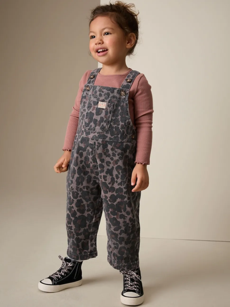Animal Print Denim Dungarees (3mths-7yrs)