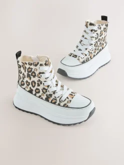 Animal Print Extra Chunky Lace-Up With Zip Trainers
