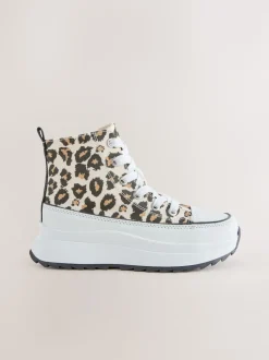 Animal Print Extra Chunky Lace-Up With Zip Trainers