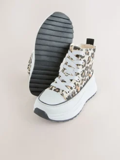 Animal Print Extra Chunky Lace-Up With Zip Trainers