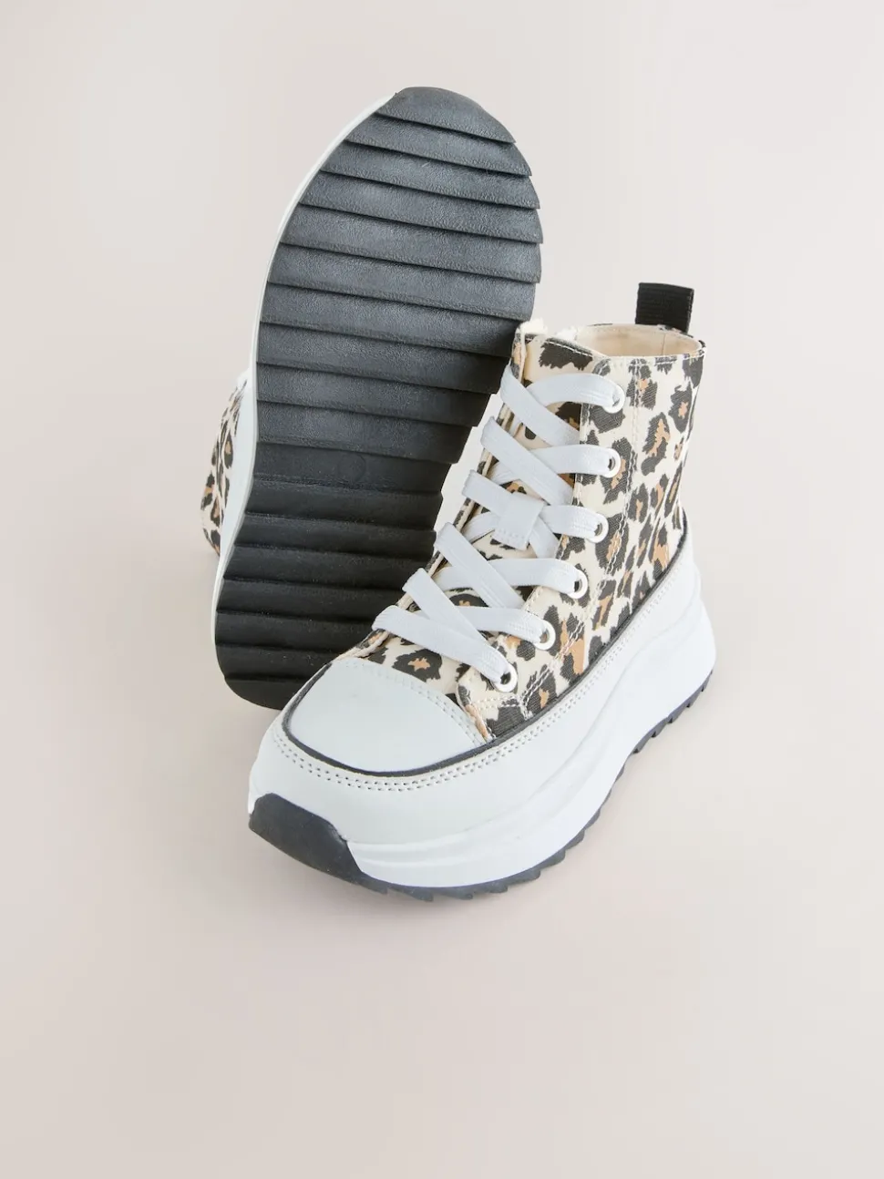 Animal Print Extra Chunky Lace-Up With Zip Trainers