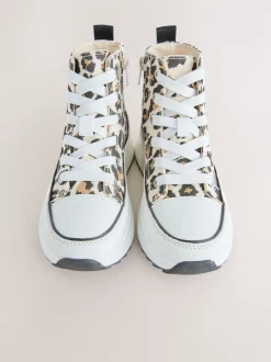 Animal Print Extra Chunky Lace-Up With Zip Trainers