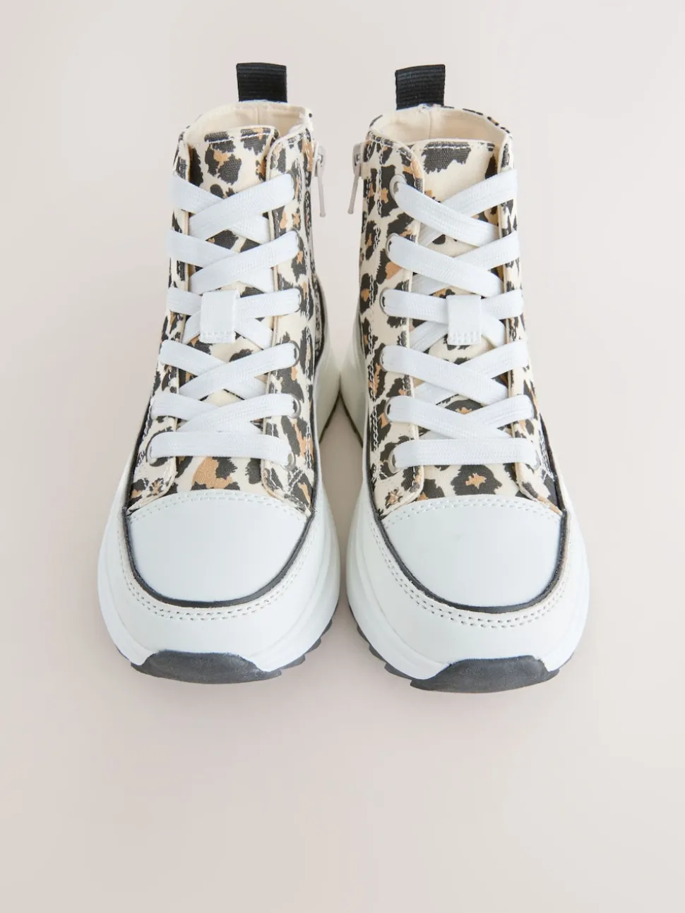 Animal Print Extra Chunky Lace-Up With Zip Trainers