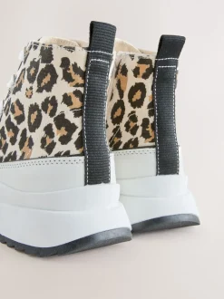 Animal Print Extra Chunky Lace-Up With Zip Trainers