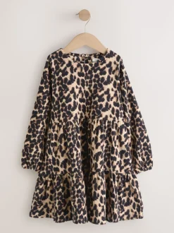 Animal Print Long Sleeve Jersey Dress (3-16yrs)