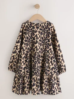 Animal Print Long Sleeve Jersey Dress (3-16yrs)