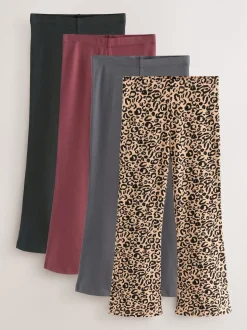 Animal/Red 4 Pack Flared Leggings (3-16yrs)