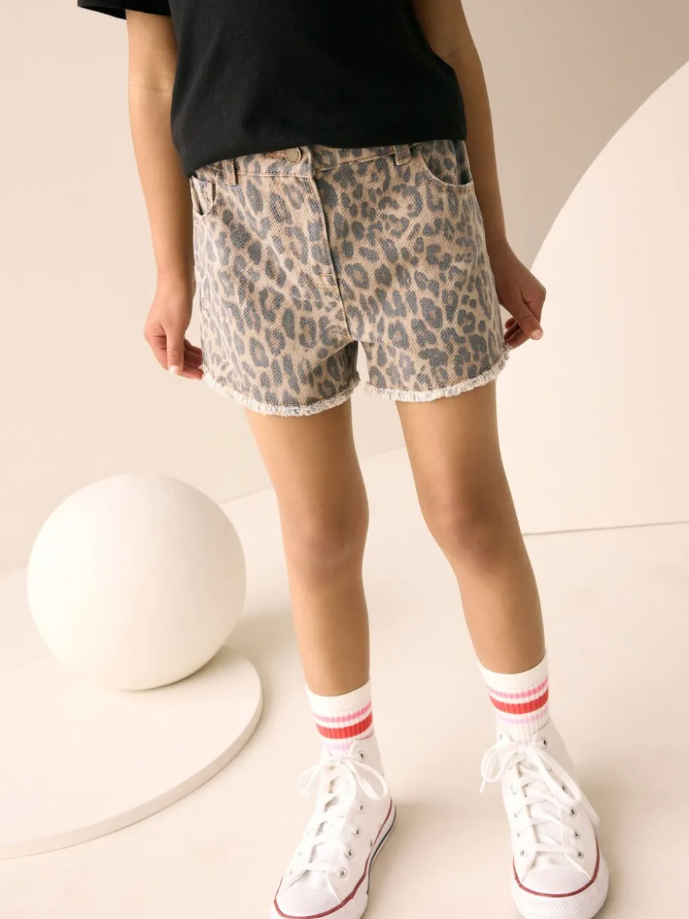 Animal Regular Length Frayed Edge Denim Shorts (3-16yrs)