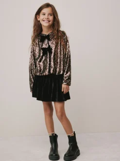 Animal Sequin Bow Long Sleeve Top (3-16yrs)