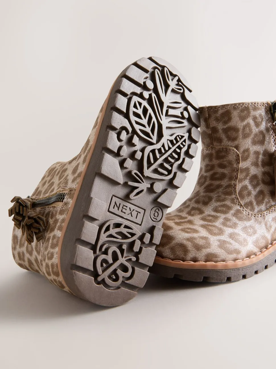 Animal Shimmer Wide Fit (G) Chelsea Zip Tassel Ankle Boots