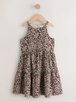 Animal Strappy Crinkle Summer Dress (3-16yrs)
