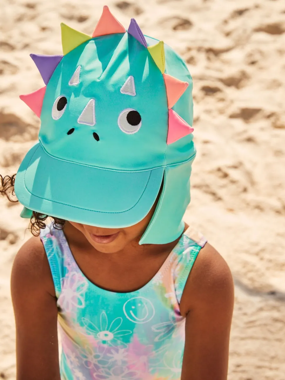 Aqua Blue Dinosaur Swim Cap (3mths-10yrs)
