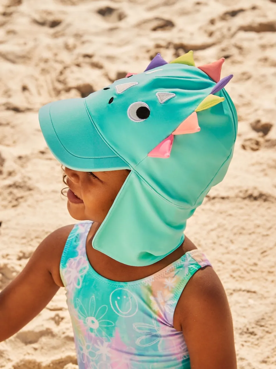 Aqua Blue Dinosaur Swim Cap (3mths-10yrs)